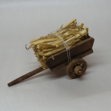 Strohkarre - klein, mit beweglichen Holzrädern